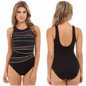 Miraclesuit Spectra Somerset Swimsuit Black Womens Size 14 Slimming One‎ Piece
